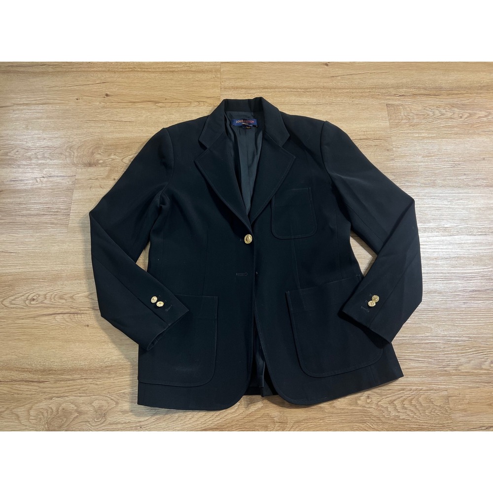 Louis Vuitton Uniforms Blazer Size 42 Black Gold LV Logo Buttons Employee Rare - Picture 1 of 7